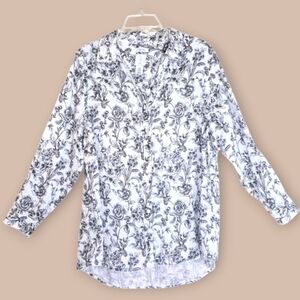 Joie Women's Linen Button Down Floral Blouse
